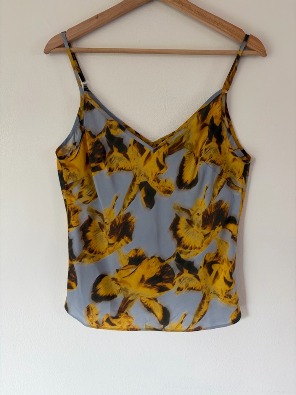 J. Crew Drapey Camisole Tank Top In Yellow Saffron Floral Pattern Size Small